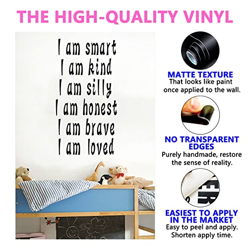 SEATUNE Wall Decals for Kids, Wall Stickers for Girls, Playroom Nursery Classroom School Living Room Bedroom Boys Baby Toddlers Words Family Home Art Vinyl Wall Decor, I Am Smart 15"X28.6" - color: I Am Smart I Am Kind, size: Large