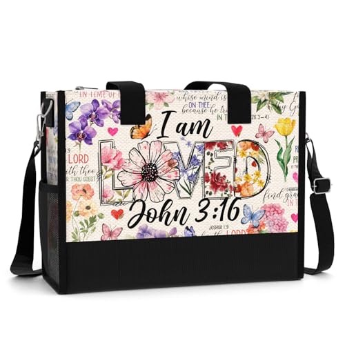 Christian Tote Bag for Women Bible Study Church Faith Organizer - color: I Am Loved