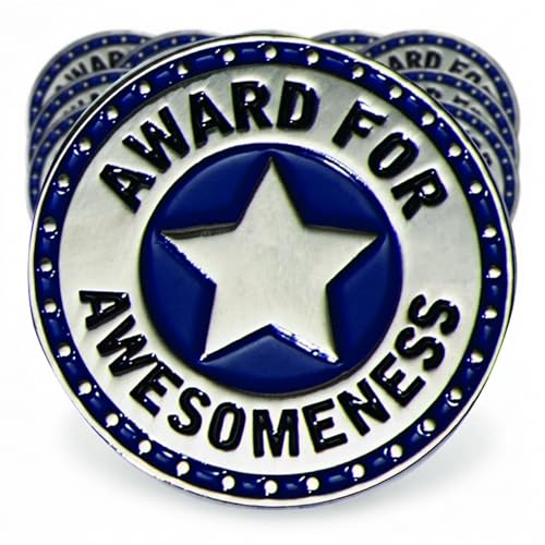 TCDesignerProducts Award for Awesomeness Blue/Silver Appreciation Award Pins, 12 Count