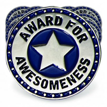 TCDesignerProducts Award for Awesomeness Blue/Silver Appreciation Award Pins, 12 Count
