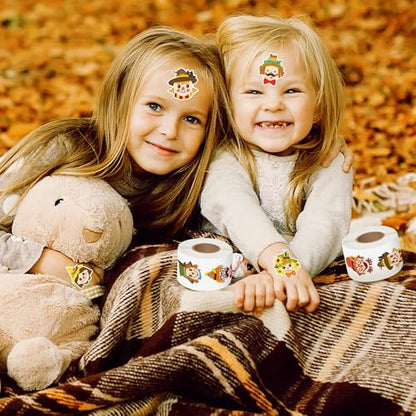 Haooryx Fall Scarecrow Sticker Rolls, 1000 Pcs Autumn Scrapbook Stickers - style: Fall-Theme Scarecrow Head 2Roll