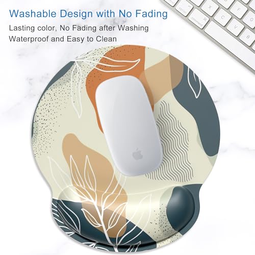 ITNRSIIET Ergonomic Mouse Pad with Wrist Support Wrist Rest Smooth Surface Non-Slip Rubber Base Comfortable Office Supplies Pain Relief, 9.8 x 9.1 inches, Abstract Leaf - color: Abstract Leaf