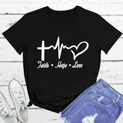 BLACKMYTH Graphic T-Shirts for Women Faith Shirts for Women - color: Black, size: Large