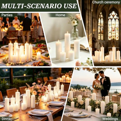 18 Pack White Pillar Candles Set, Unscented Smokeless Dripless - color: White Flat-top, size: 2x3/6/8 Inch