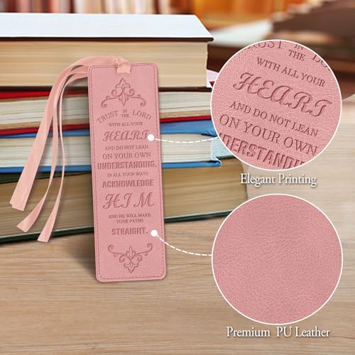 FINPAC Leather Bible Bookmarks, Bible Verse Book Markers - color: Pink