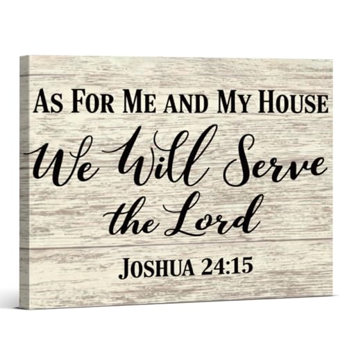 Christian Bible Verse Wall Art Decor - Scripture We Will Serve the Lord Canvas Print Picture Religious Wall Decor for Home Farmhouse Living Room 8x10 Inch Framed - color: color-k