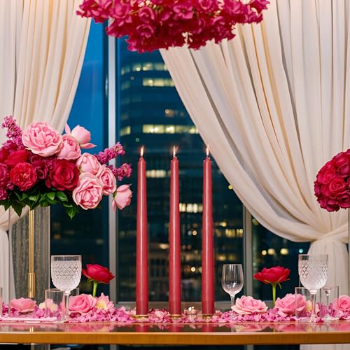 24 Pack Red Taper Candles丨Taper Candles 10 Inch Dripless丨Unscented & Smokeless Candlesticks Bulk丨7-8 Hours Long Burning Tall Candles丨Ideal for Christmas Weddings Parties Dinner - color: Red, size: 24 Pack Taper Candle