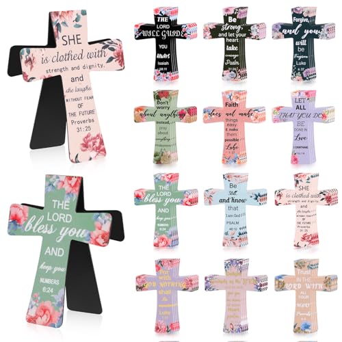 Resurhang 48 Pcs Magnetic Bookmark Cross Bible Verse Marker, Flower - style: Flower