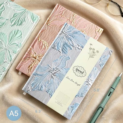 Hardcover Journal, Flower Notebook, A5, 6x8, Lined Pages, Lay-flat, Beautiful Journal for Women, Lily Flower, Blue Journal for Writing, Personal Notebook, Dream Journal, Self Care Journal - color: Lily Blue