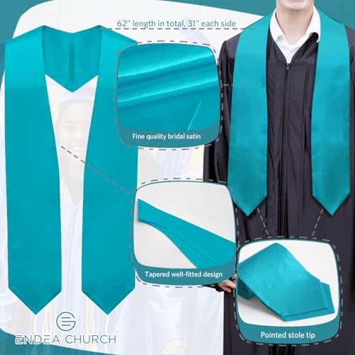 Premium Choir Traditional Stole - Solid Color - Satin - Unisex - color: Peacock
