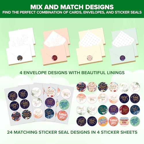 Decorably 24 Pack Glitter 6x4in Assorted Thank You Cards with Envelopes - style: Glitter