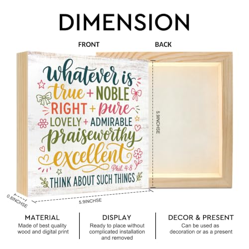 Whatever Is True Noble Right Pure Christian Wooden Box Sign Gifts - color: Rainbow