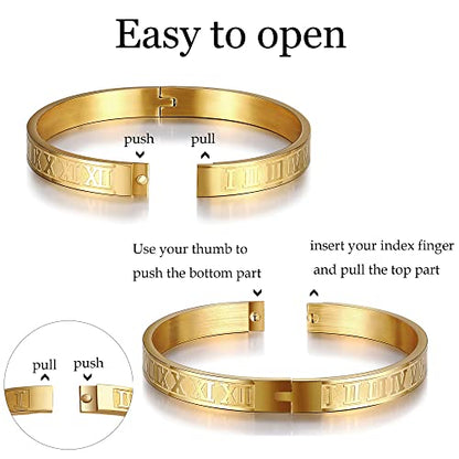 WFYOU Stainless Steel Bracelets for Men Gold Cuff Bracelet Birthday Gifts - color: Gold 6