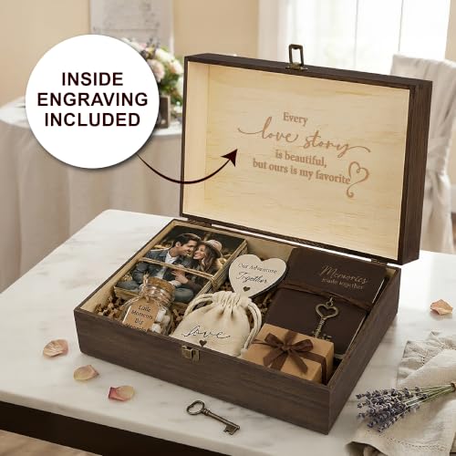 Wedding Engraved Wooden Keepsake Box, Our Love Story Memory Box with Inside Engraving, Wedding Gift Box for Photos, Letters & Precious Couple Memories, X-Large 14.15 x 9.5 x 4.5 Inch - size: X-Large, style: Wedding