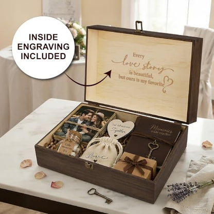 Wedding Engraved Wooden Keepsake Box, Our Love Story Memory Box with Inside Engraving, Wedding Gift Box for Photos, Letters & Precious Couple Memories, X-Large 14.15 x 9.5 x 4.5 Inch - size: X-Large, style: Wedding