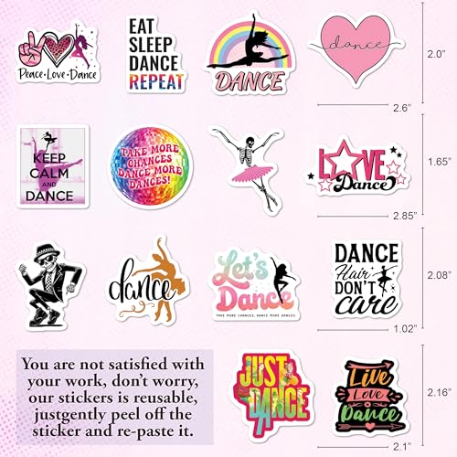 BEATRI Dancing Stickers Waterproof Vinyl 50Pcs Pink Dancer Decor - color: Dancing Stickers