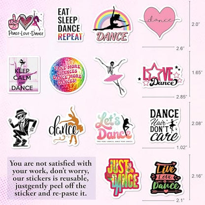 BEATRI Dancing Stickers Waterproof Vinyl 50Pcs Pink Dancer Decor - color: Dancing Stickers