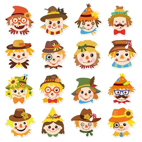 Haooryx Fall Scarecrow Sticker Rolls, 1000 Pcs Autumn Scrapbook Stickers - style: Fall-Theme Scarecrow Head 2Roll