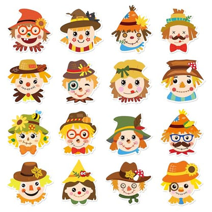 Haooryx Fall Scarecrow Sticker Rolls, 1000 Pcs Autumn Scrapbook Stickers - style: Fall-Theme Scarecrow Head 2Roll