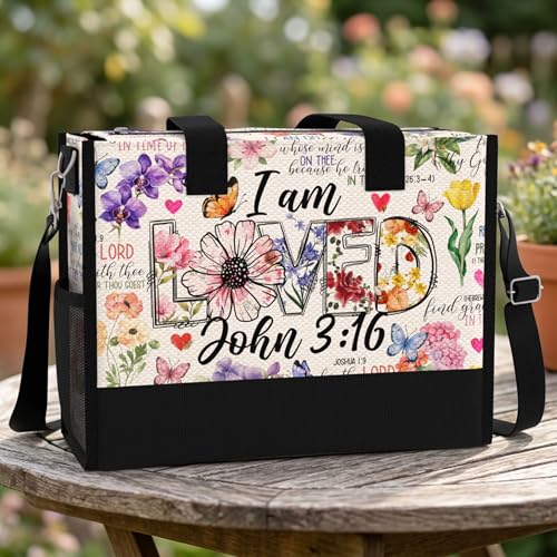 Christian Tote Bag for Women Bible Study Church Faith Organizer - color: I Am Loved