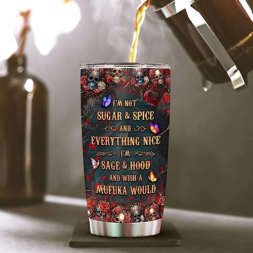 WAZONE Personalized Rose Skull Tumbler Cup I'm Not Sugar Spice Stainless Steel Insulated 20oz 30oz Travel Mug Halloween Gifts Things For Women Custom Name Keep Cold Hot Drinks - color: Skull