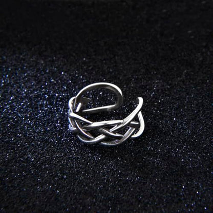 925 Sterling Silver Celtic Knot Open Adjustable Ring for Women Size 4-7 - color: Four line twist