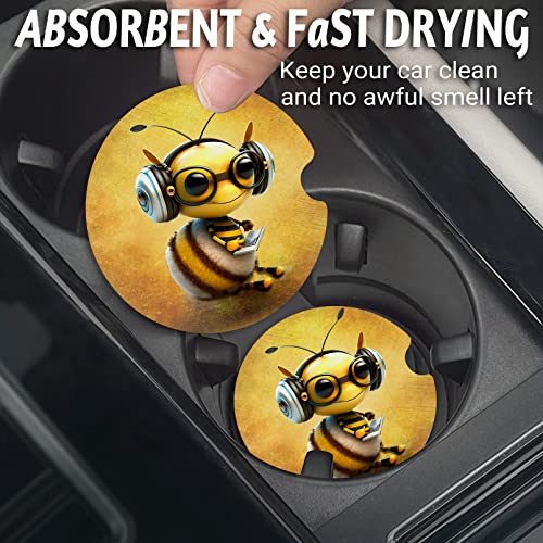 Yonlevres Car Coasters for Cup Holders, Bee, 2 Pack - color: Bee