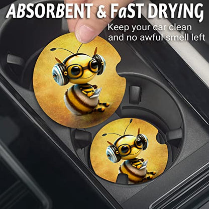 Yonlevres Car Coasters for Cup Holders, Bee, 2 Pack - color: Bee