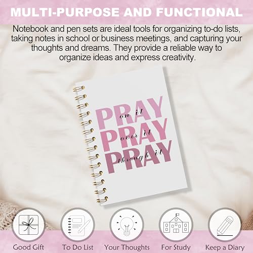 WFSM Prayer Journal, Pink Preppy Notebook - Pray on It Pray over It Pray Through It, Christian Gifts Journal, Daily Prayer Journal, Christian Journal, Christian Notebook for Women, 5.5x8.3 Inches - color: Pink