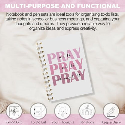 WFSM Prayer Journal, Pink Preppy Notebook - Pray on It Pray over It Pray Through It, Christian Gifts Journal, Daily Prayer Journal, Christian Journal, Christian Notebook for Women, 5.5x8.3 Inches - color: Pink