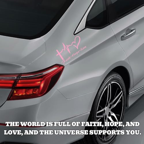 Hope Faith Love Heart Car Decal Stickers, Jesus Cross Vinyl Sticker, Pink - color: Pink