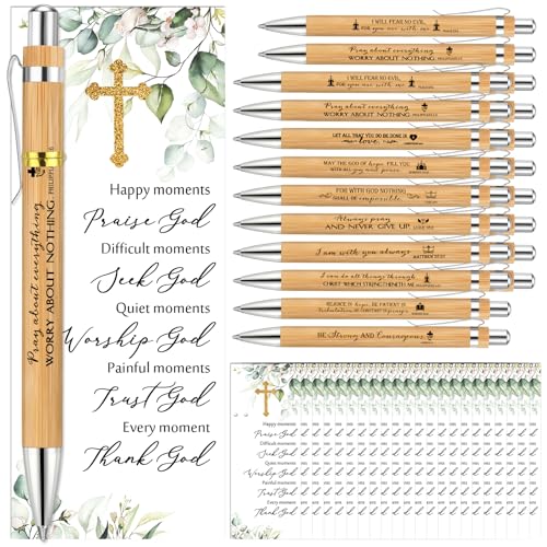 20 Sets Christian Religious Gifts Bible Verse Bamboo Pens