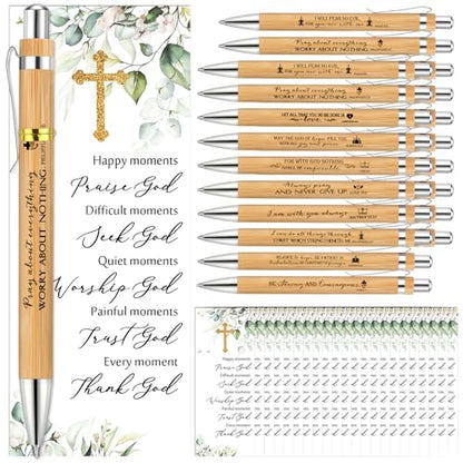20 Sets Christian Religious Gifts Bible Verse Bamboo Pens
