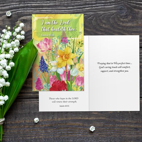 50 Pack Christian Get Well Cards Bulk, 4 x 6 Inch Christian Sympathy Cards - style: Flower of Nature