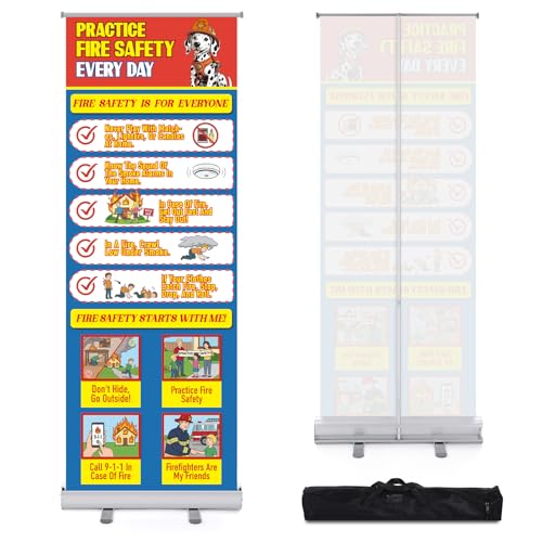 Ceenna 24 x 63 Inch Fire Safety Education Retractable Banners - style: Fire Safety