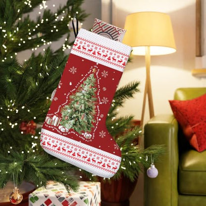 Red and Green Christian Christmas Tree Stockings 16 Inch - color: Christmas33