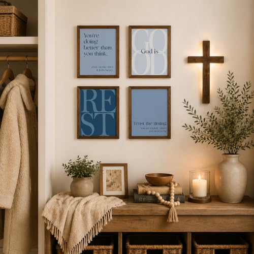 WEFKODO Navy Christian Bible Wall Art God Decor Pray Posters 8x10 Unframed - color: God Good Navy