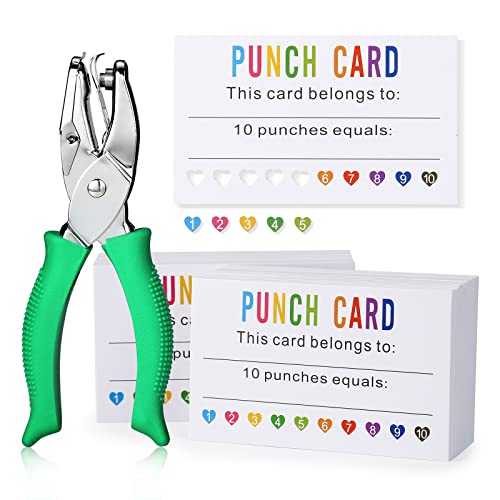 Punch Cards 200 Pack Reward Punch Cards with Heart Shape Hold Puncher - size: 3.5 IN Heart
