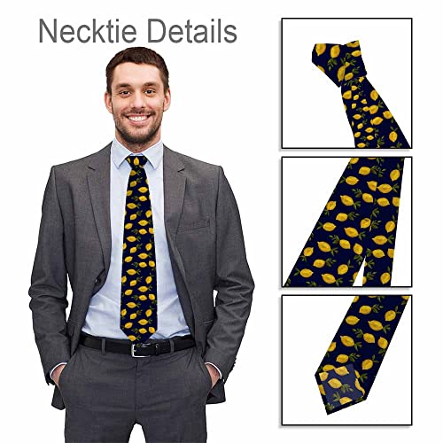 Black Dots Men's Neckties Retro Classic Circle Geometry Men's Tie for Mens Teens Business Work Casual Wedding Party - color: Yellow Lemon