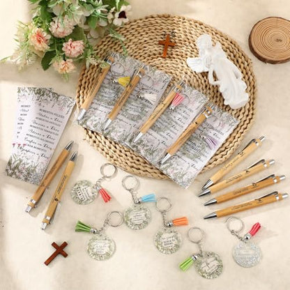 Spakon 10 Sets Christian Gifts Bulk Bible Verse Pens Keychain, Spanish - style: Spanish