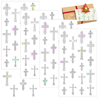 Epakh 84 Pcs Silver Cross Stickers Glitter Bling Rhinestone Sticker - color: Silver, size: Cross