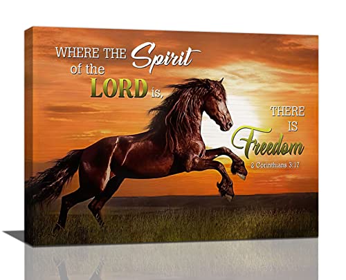 Running Horse Wall Art Western Horse Christian Bible Verse Pictures Wall Decor Canvas Prints Framed Modern Painting Artwork For Kitchen Bathroom Dining Room Living Room Office 16"x12" - color: Horse-9, size: 16"L x 12"W