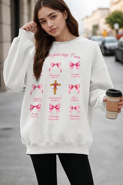 Christian Sweatshirts For Women Oversize Daisy Print Sweatshirts - color: White, size: Medium