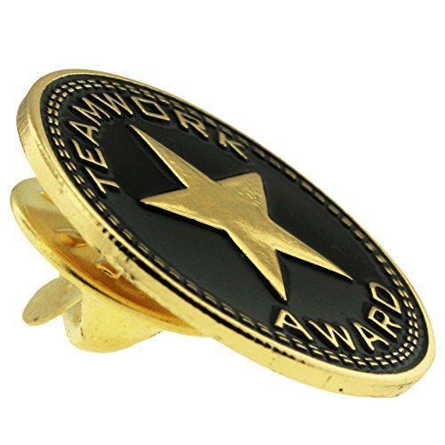 PinMart Teamwork Employee Recognition Award Enamel Lapel Pin - color: Black and Gold Teamwork Award, size: 10 Pack