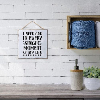 I Need God in Every Single Moment of My Life Wooden Plaque Sign Funny Bible Verse Hanging Wood Sign Personalized Wood Sign for Home Bedroom Living Room Wooden Poster 12x12in - color: Wooden Color-style-4