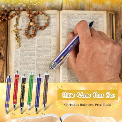 Sayglossy 36 Pcs Christian Bible Verse Pens Christian Scripture Gift Bulk Religious Pens, Smooth Writing Black Ink Retractable, Easter Party Favors for Women Men Coworker Office Church School Supply - style: Bible
