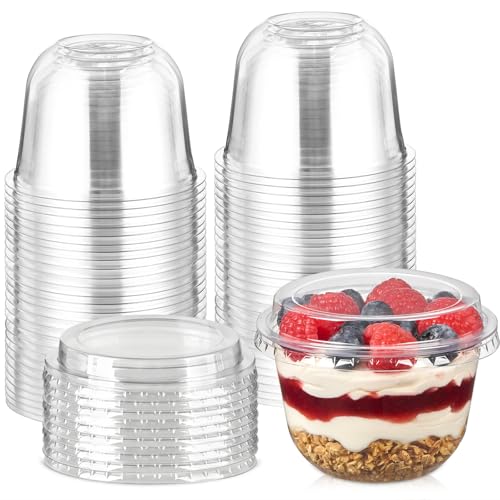 9 oz Plastic Dessert Cups with Lids, 50 Sets - size: 9 oz