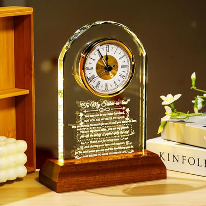 Arikyrist Glass Clock Sister in Law Gifts on Birthday Wedding - color: Sister-in-law