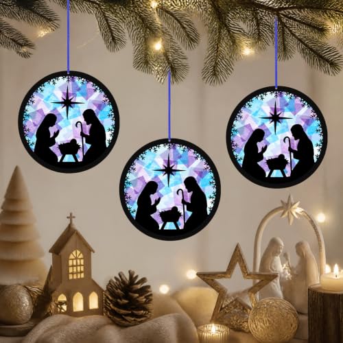 Motipuns 32 Pcs Nativity Suncatcher Craft Kit, Sunday School Christmas - style: Nativity