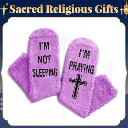 HAPPYPOP Christian Gifts - Christian Faith Religious Gifts, Jesus Socks for Christian - color: Praying Purple